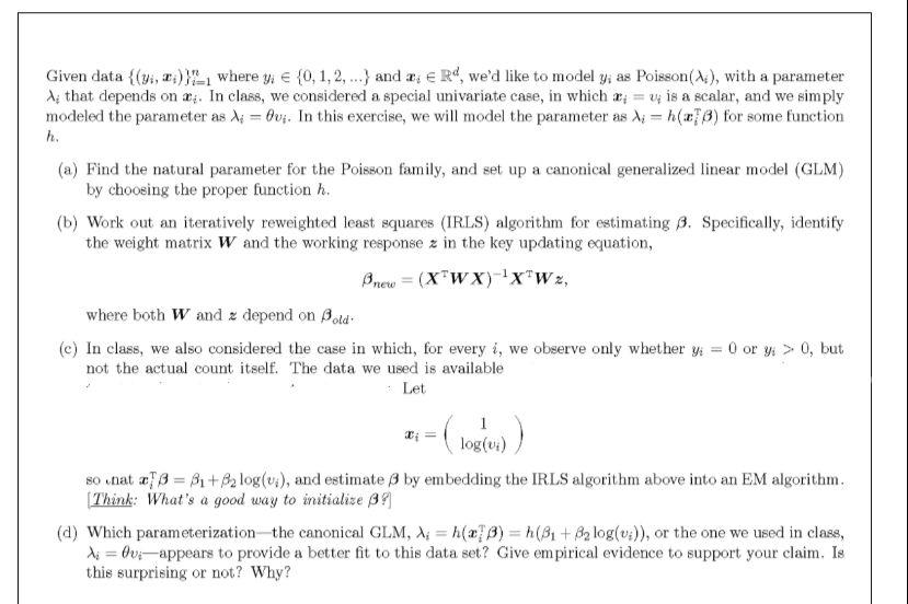 (topic: Linear Models, Generalized Linear | Chegg.com