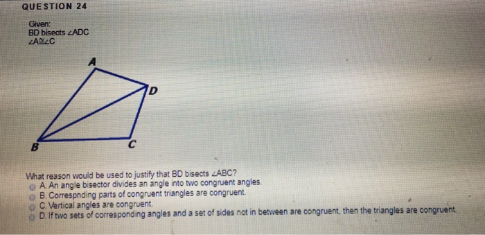 in the diagram bd bisects abc - ManishKeris