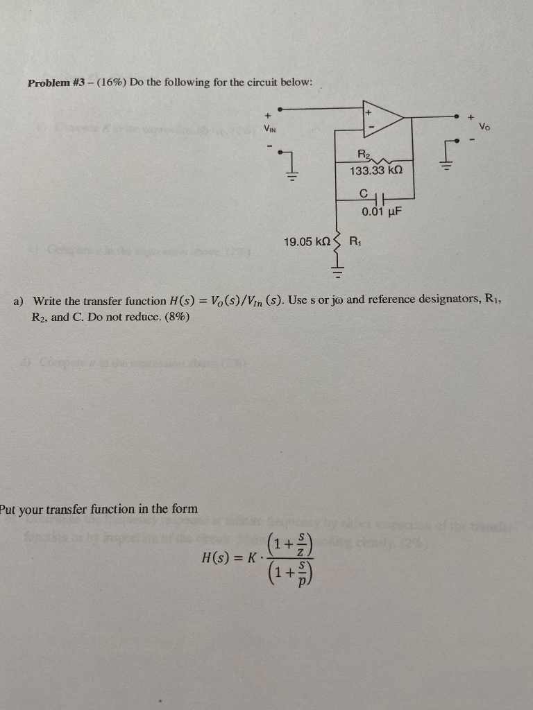 Solved Problem #3 - (16%) Do the following for the circuit | Chegg.com