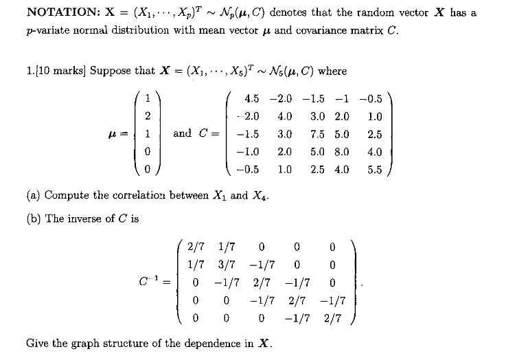 Solved Notation X X1 Xp Ny U C Denotes That T Chegg Com