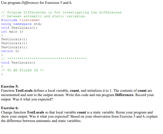Solved Use program Differences for Exercises 5 and 6. /7 | Chegg.com