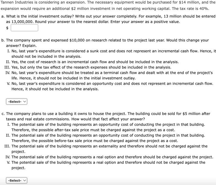 Solved a what is the initial investment outlay write out chegg