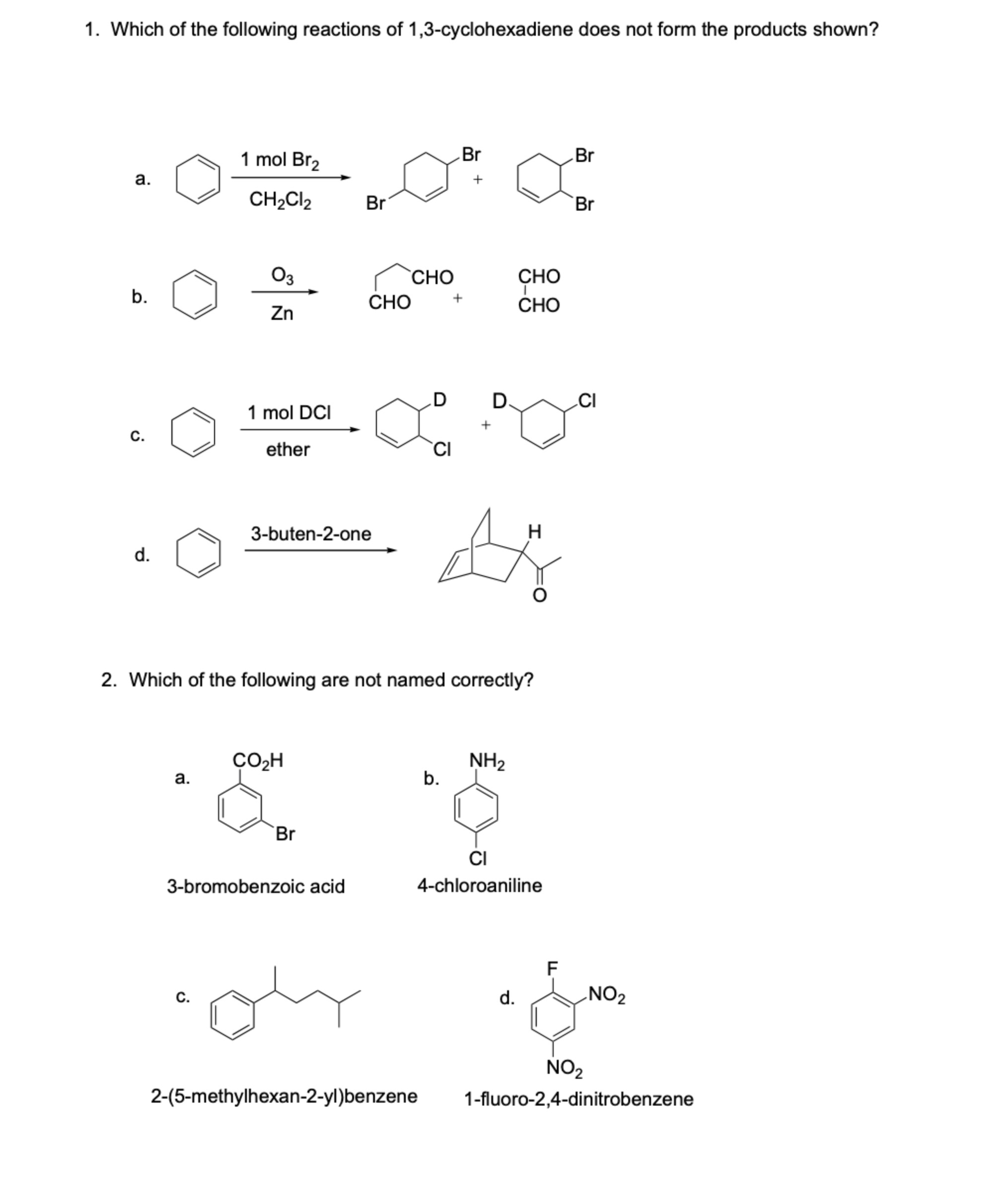 Solved 1. ﻿Which of the following reactions of | Chegg.com