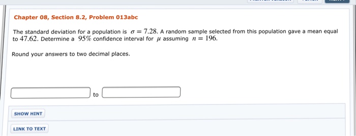 Solved The standard deviation for a population is sigma = | Chegg.com