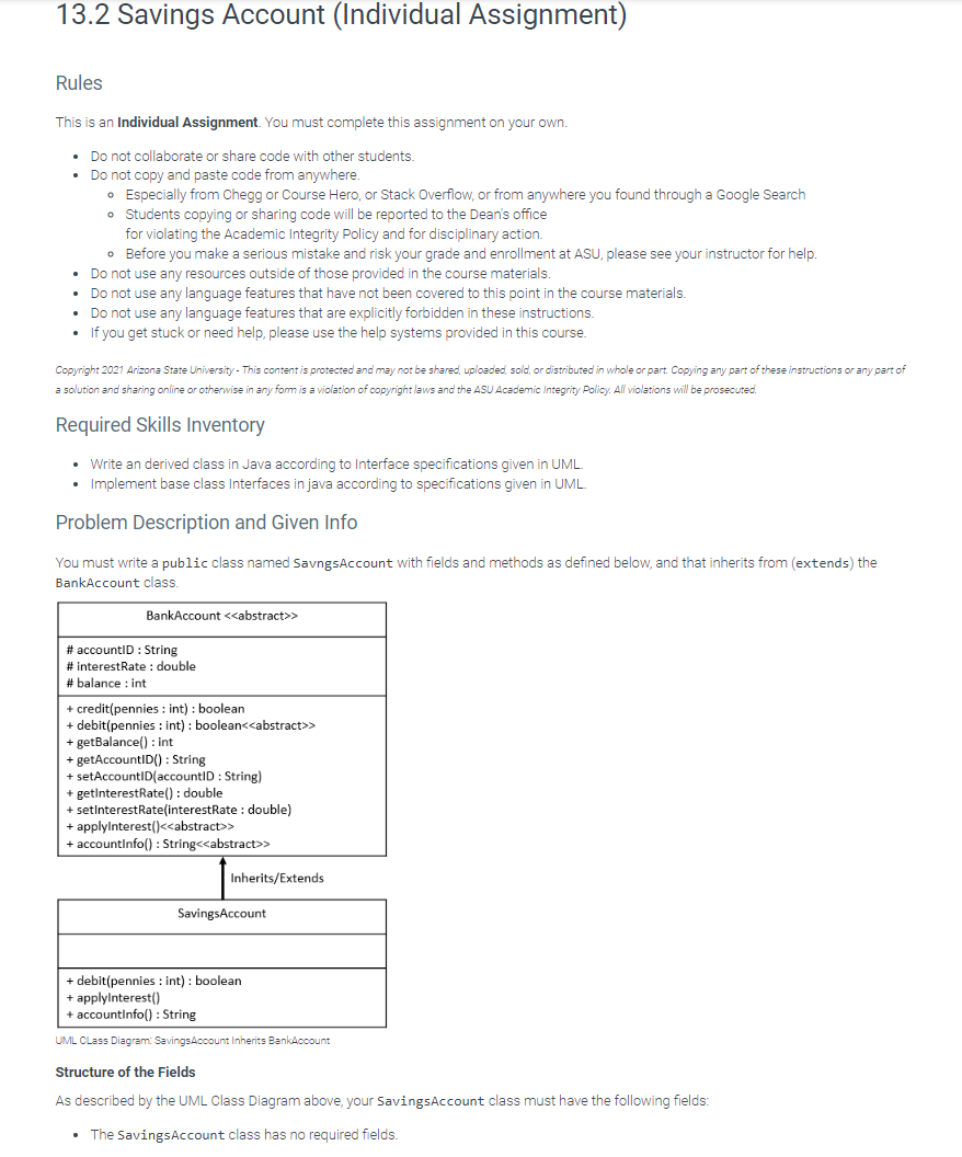 Solved Rules This is an Individual Assignment. You must | Chegg.com