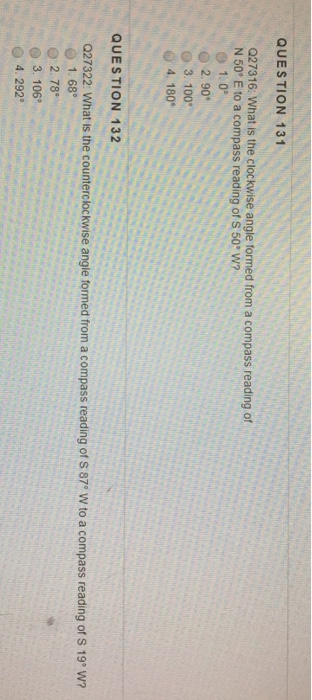 Solved What is the clockwise angle formed from a compass | Chegg.com