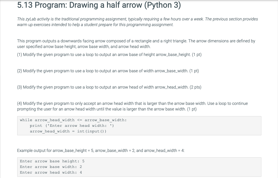 (Solved) : 513 Program Drawing Half Arrow Python 3 Correct Format ...