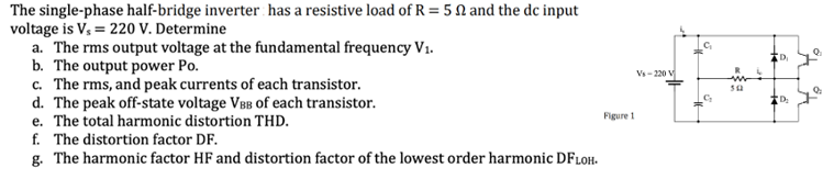 Solved The single-phase half-bridge inverter has a resistive | Chegg.com