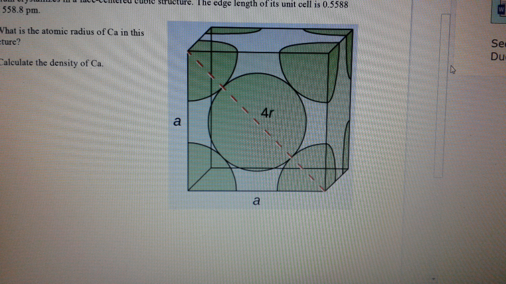 Solved Calculation of Atomic Radius and Density for Metals | Chegg.com