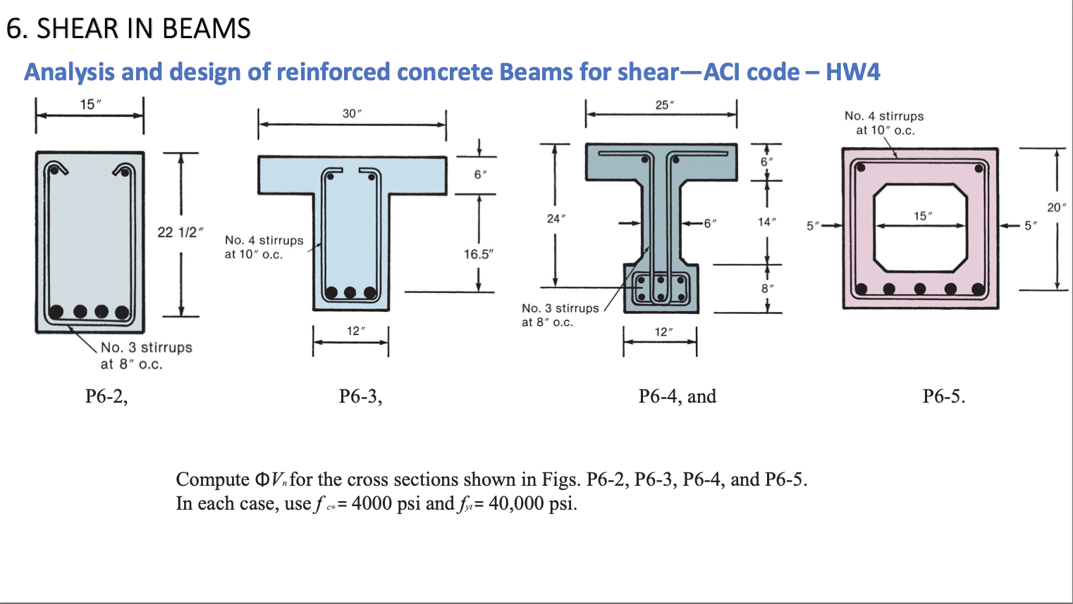 Solved Analysis and design of reinforced concrete Beams for | Chegg.com