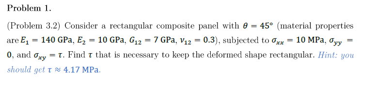 Solved (Problem 3.2) Consider a rectangular composite panel | Chegg.com