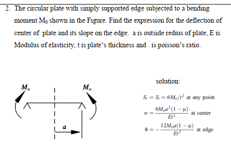 Solved 2. The circular plate with simply supported edge | Chegg.com