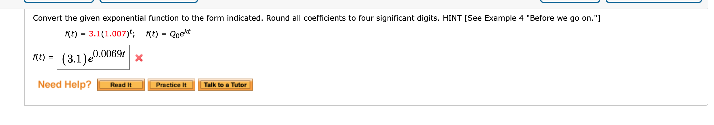 Solved Convert the given exponential function to the form | Chegg.com