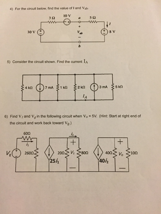 Solved For the circuit below, find the value of I and V_ab. | Chegg.com