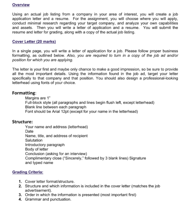 Overview Using an actual job listing from a company | Chegg.com