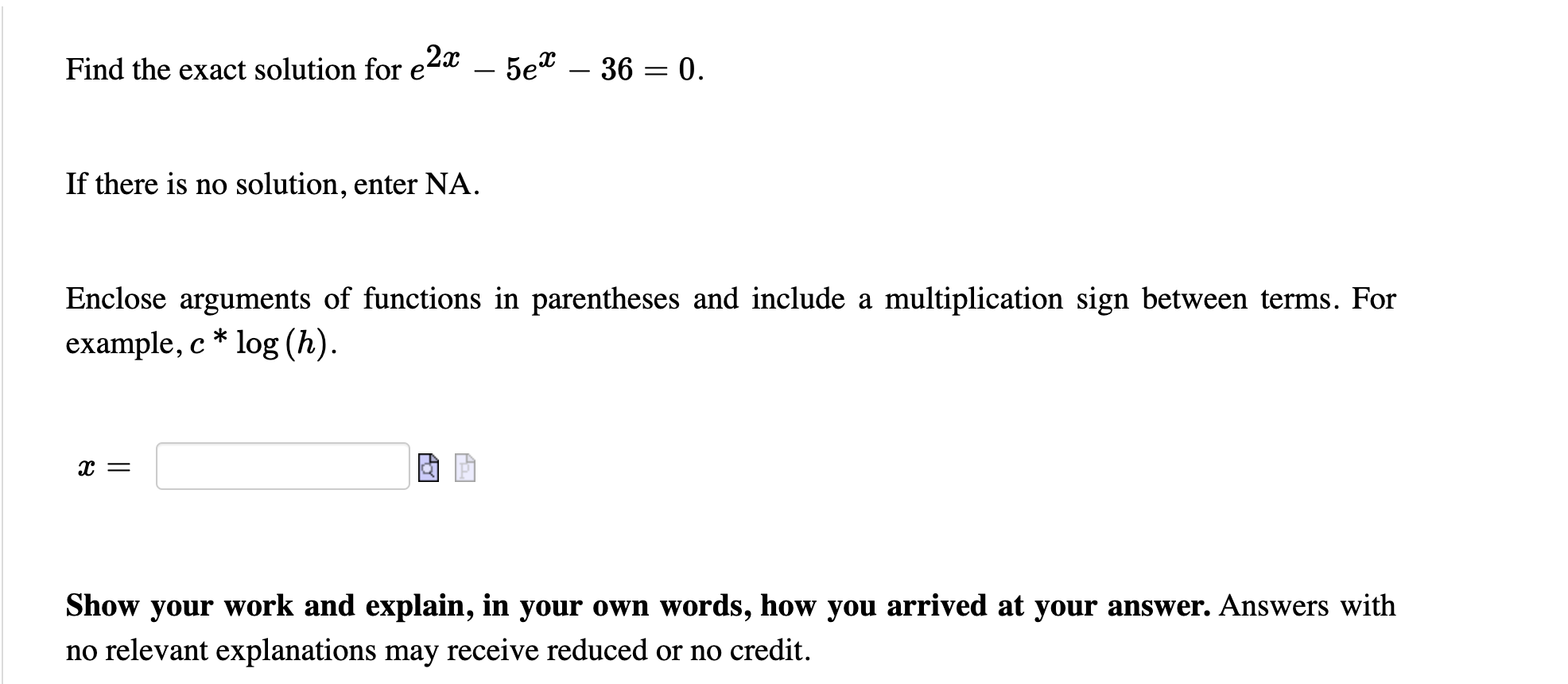 Solved Find the exact solution for 2.c - 5e2 – 36 = 0. If | Chegg.com