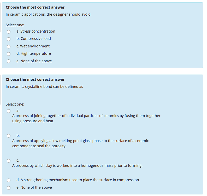 Solved Choose the most correct answer In ceramic