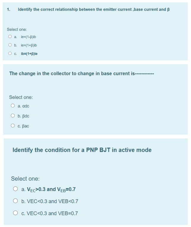 Solved 1 Identify The Correct Relationship Between The E Chegg Com