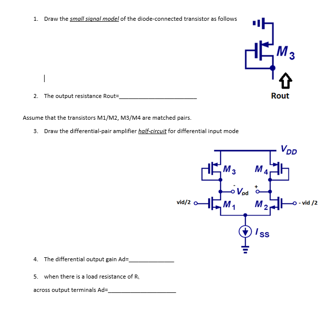 Solved Differential Pair Amplifier Small Signal