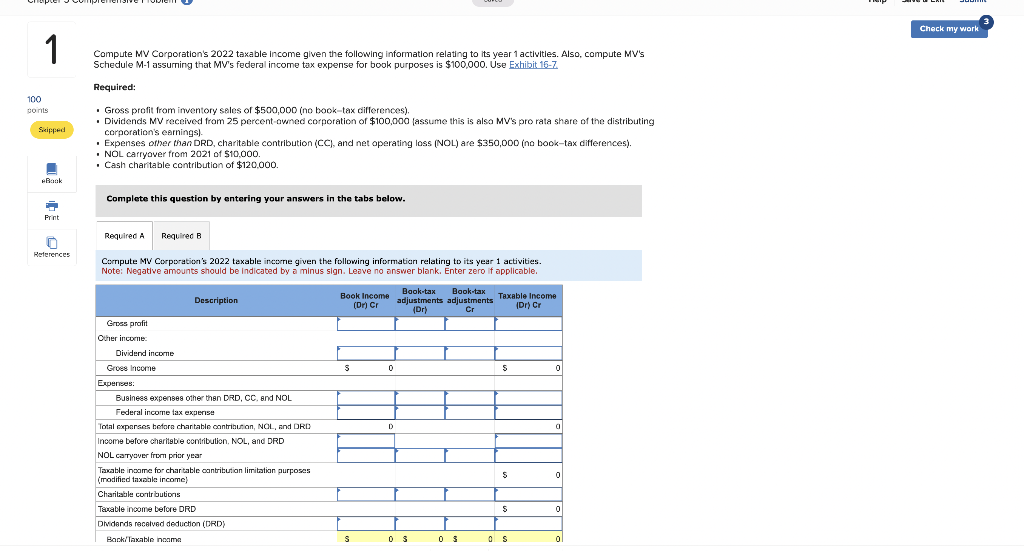 Compute MV Corporation's 2022 Taxable Income Given | Chegg.com
