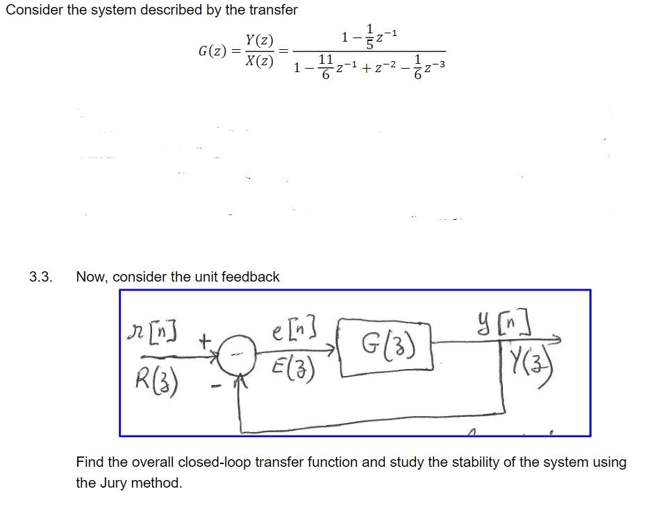 Solved Consider the system described by the transfer 1 1 | Chegg.com