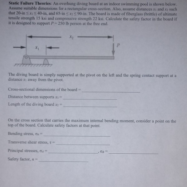Solved Static Failure Theories: An overhung diving board at | Chegg.com