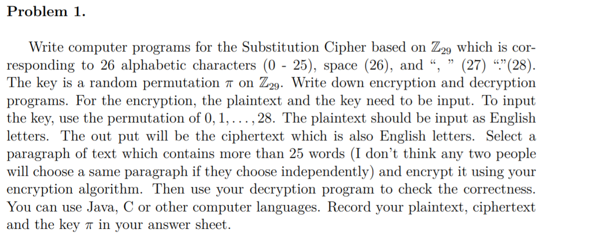 Solved Problem 1. לל Write computer programs for the | Chegg.com