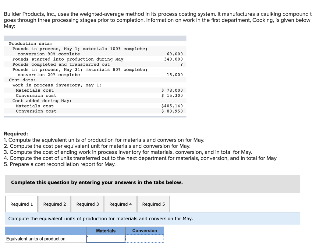 Solved 1. Compute the equivalent units of production for | Chegg.com