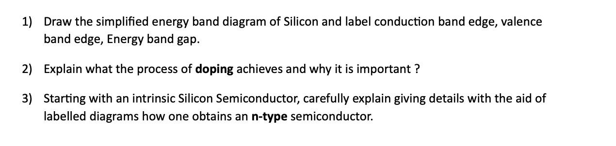Solved 1) Draw the simplified energy band diagram of Silicon | Chegg.com