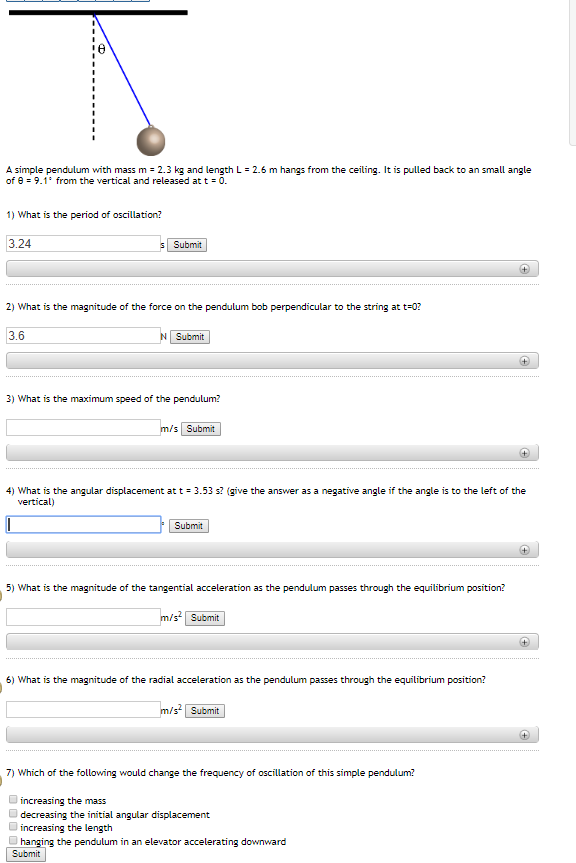 Solved A Simple Pendulum With Mass M 2.3 Kg And Length L
