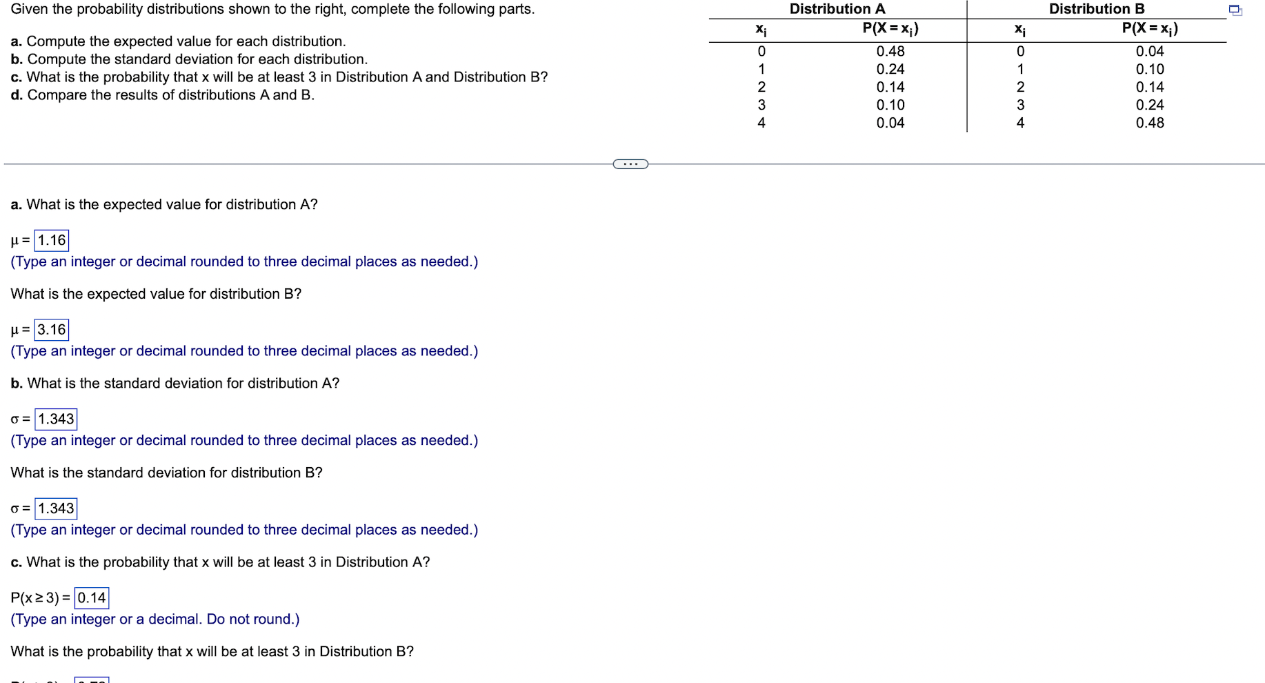 Solved Given the probability distributions shown to the | Chegg.com