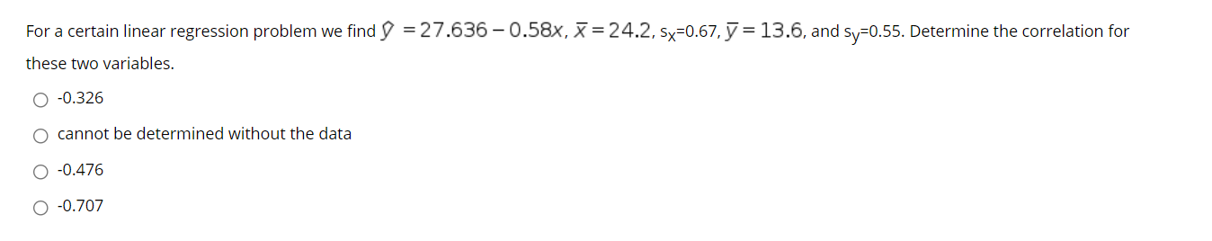 Solved For a certain linear regression problem we find 9 = | Chegg.com
