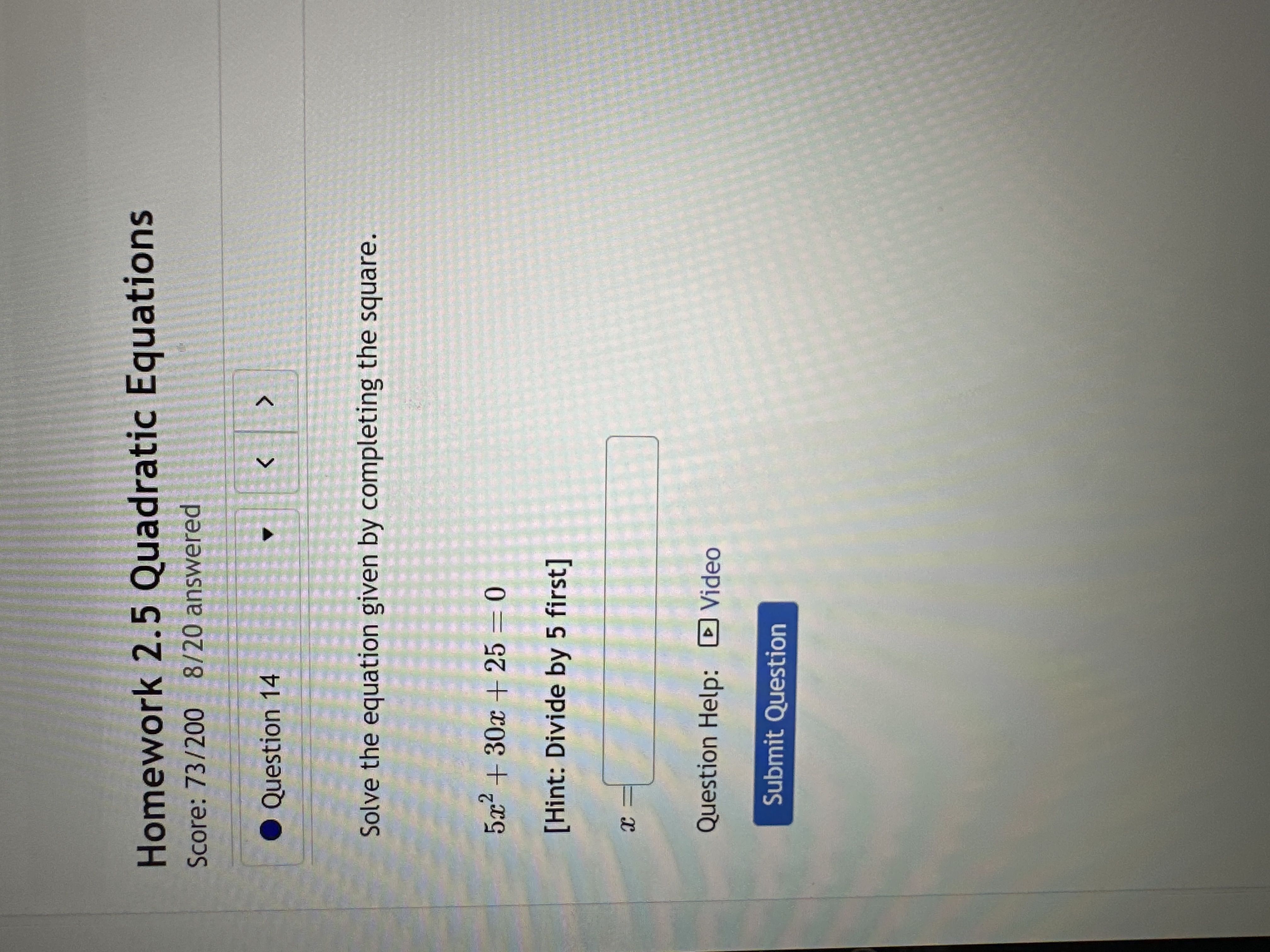Solved Solve the equation given by completing the | Chegg.com