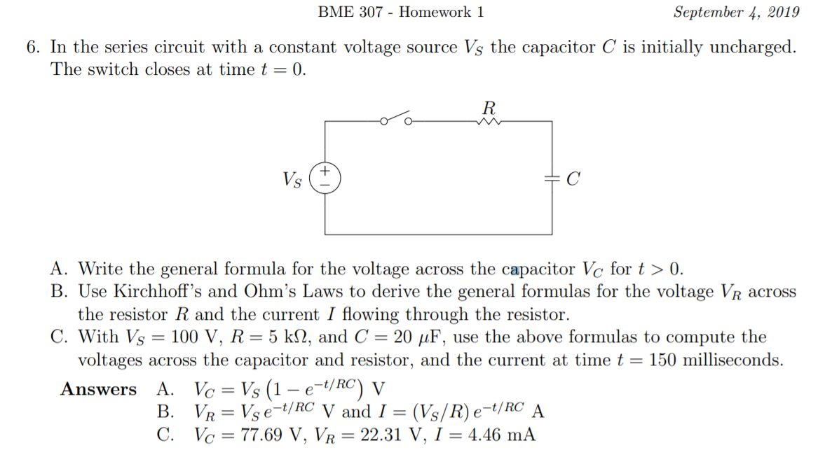 Solved BME 307 Homework 1 September 4, 2019 6. In The Series | Chegg.com