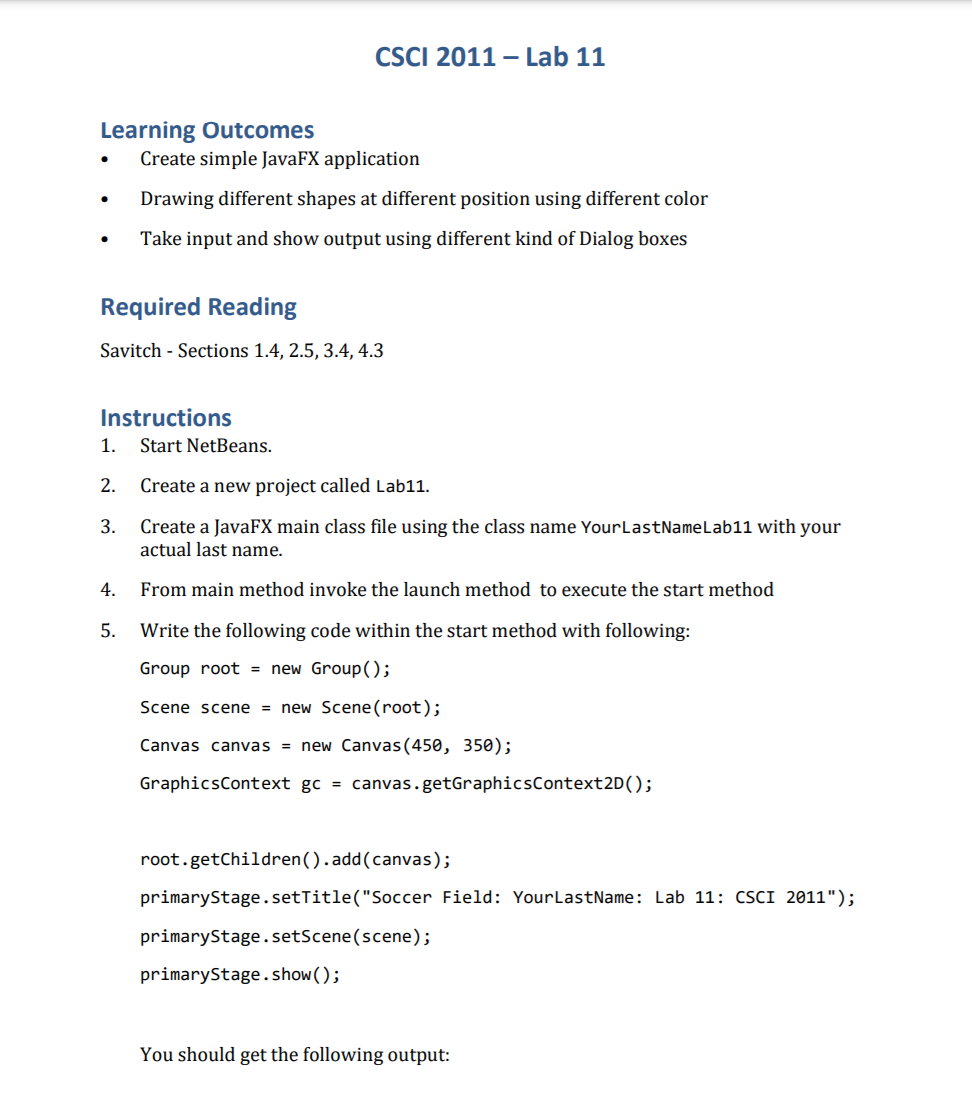 Solved CSCI 2011 - Lab 11 Learning Outcomes Create simple | Chegg.com
