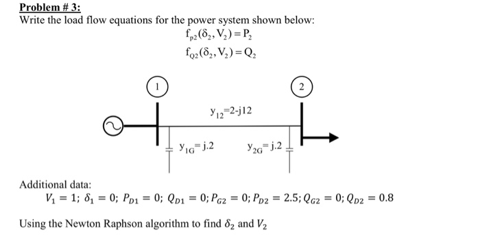 Solved Problem # 3: Write the load flow equations for the | Chegg.com