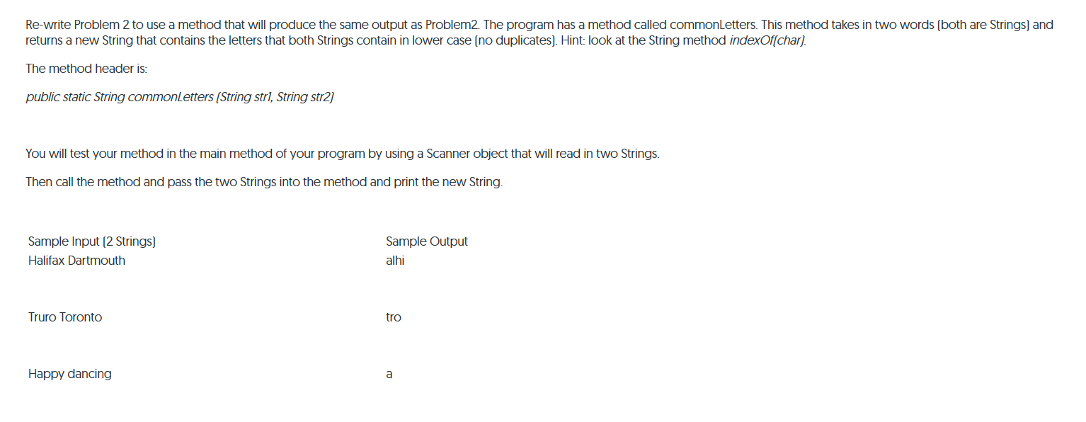 Solved Re-write Problem 2 to use a method that will produce | Chegg.com