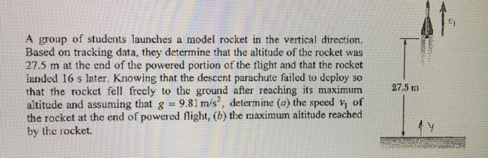Solved A Group Of Students Launches A Model Rocket In The | Chegg.com