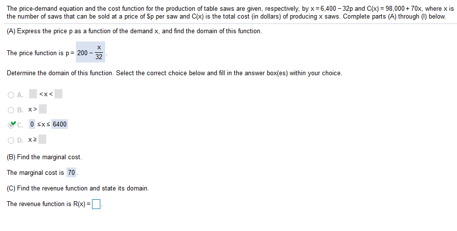 Solved Find the revenue function and state its domain Find | Chegg.com