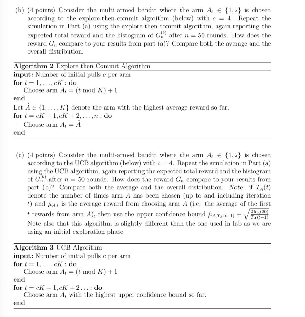 1 Simulation Study Of Bandit Algorithms In This Pr Chegg Com