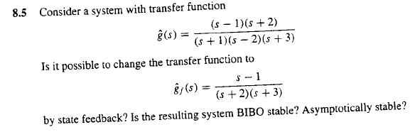 Solved 8.5 Consider a system with transfer function (s - | Chegg.com