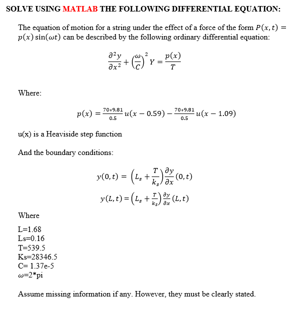 Solved SOLVE USING MATLAB THE FOLLOWING DIFFERENTIAL | Chegg.com