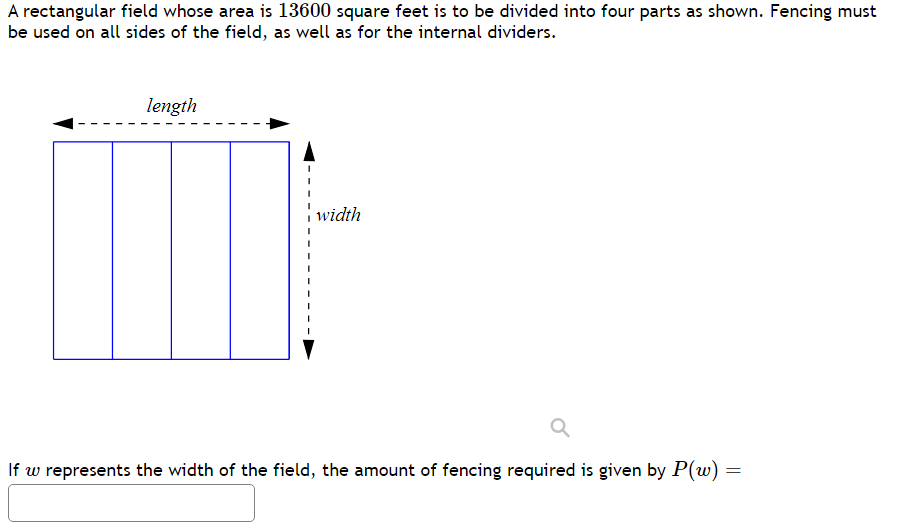Solved A rectangular field whose area is 13600 square feet | Chegg.com