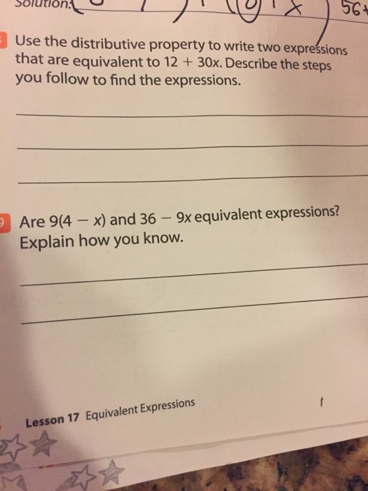 Solved Solutioni Use the distributive property to write two | Chegg.com
