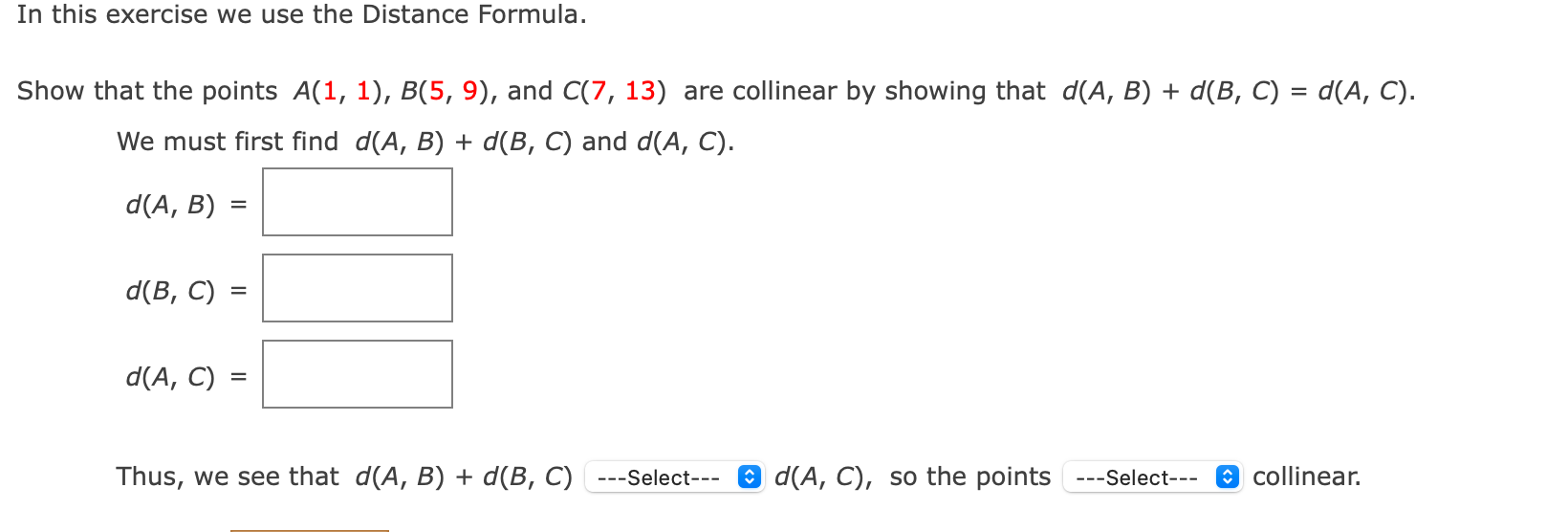 Solved In This Exercise We Use The Distance Formula. = Show | Chegg.com