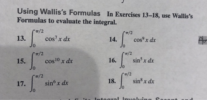 Solved Using Wallis's Formulas In Exercises 13-18, use | Chegg.com