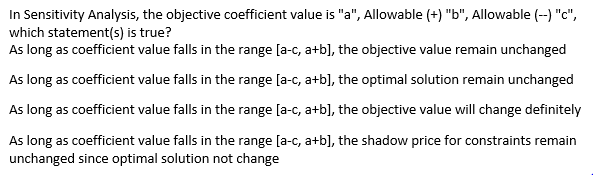 Solved In Sensitivity Analysis The Objective Coefficient Chegg Solved In Sensitivity Analysis The Objective Coefficient Chegg