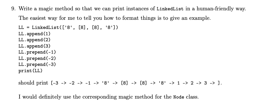 Solved 9. Write a magic method so that we can print | Chegg.com