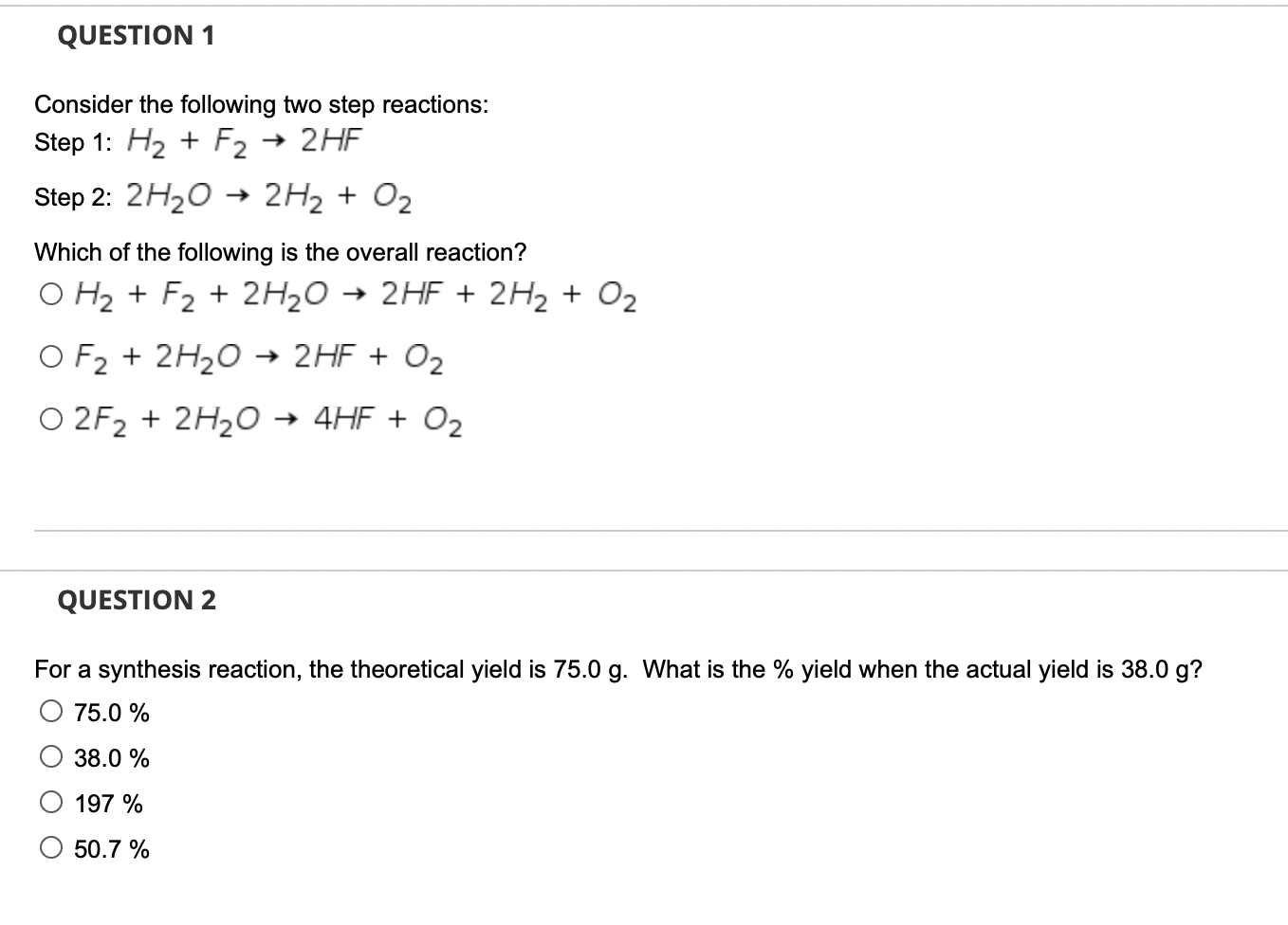 Solved QUESTION 1 Consider the following two step reactions: | Chegg.com