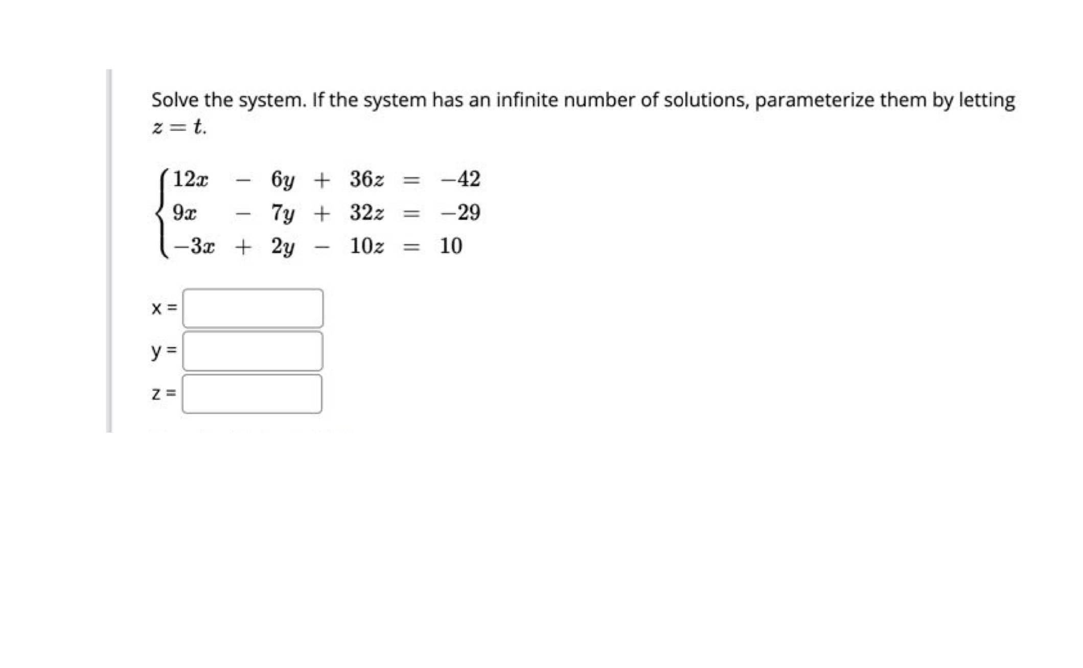 Solved Solve the system. If the system has an infinite | Chegg.com